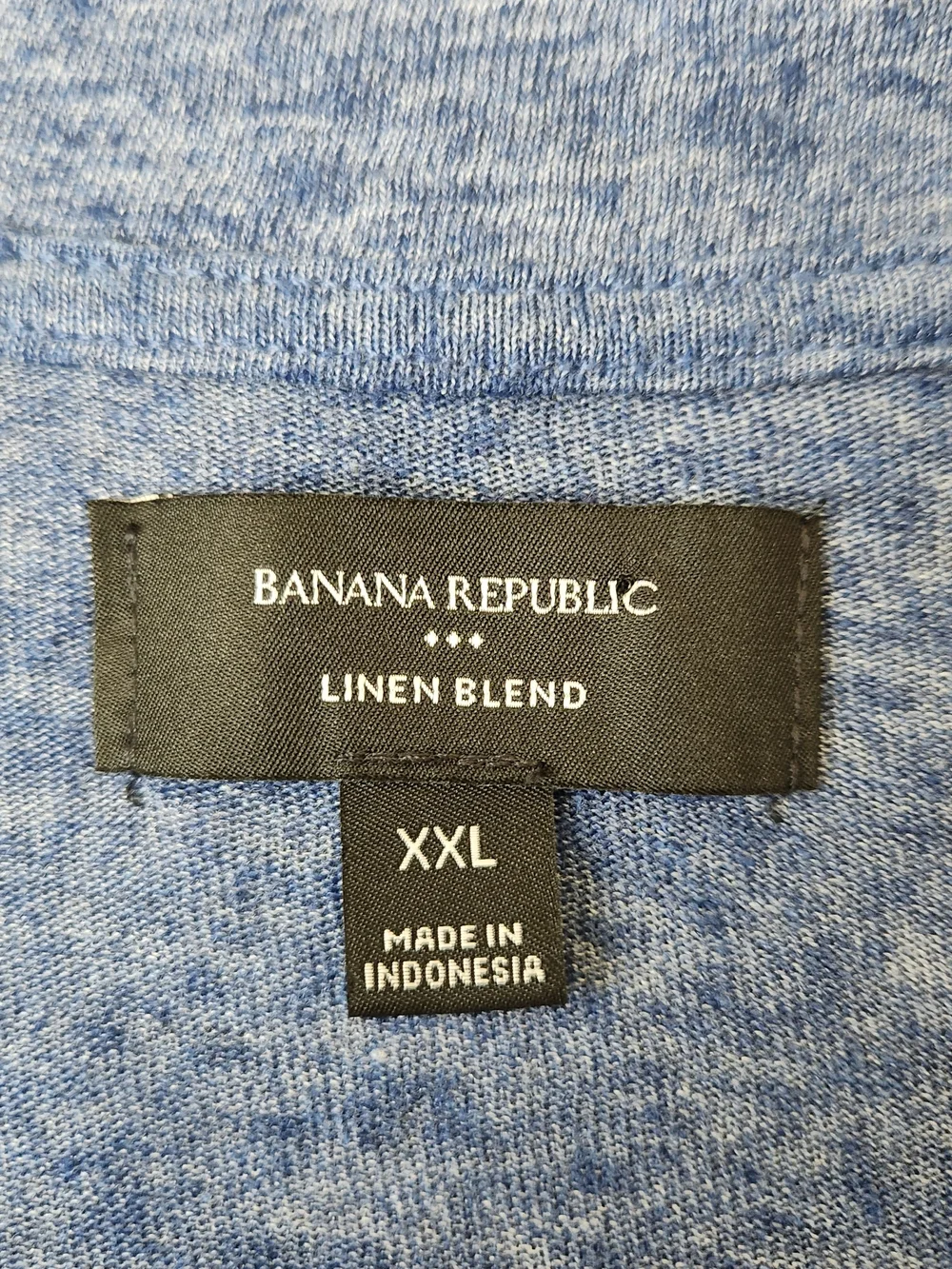 Banana Republic Linen Blend Standard Pintuck Polo Knit Shirt Men's 2XL Blue Cool